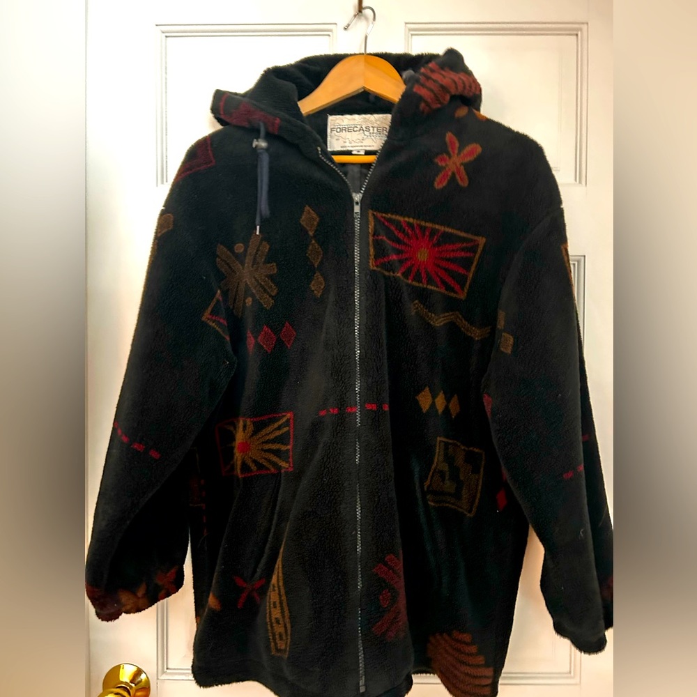 Vintage Forecaster Sport Black Aztec Pattern Hooded Jacket Small
